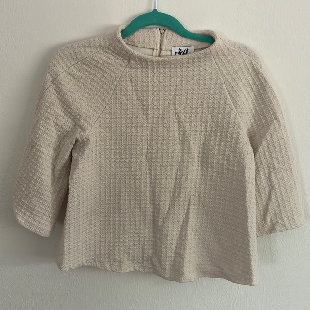 Who Wear What When Where Cream Textured Wide Sleeve Shirt